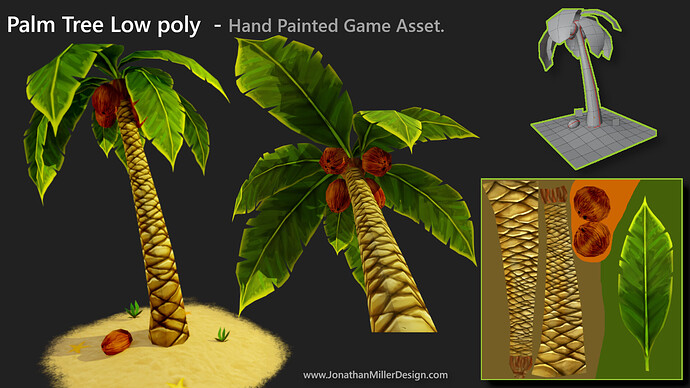 JMD Game Asset Hand Painted Palm Tree