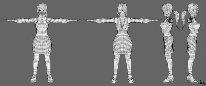 Flare Summers_Character 3D Sheet wireframe preview
