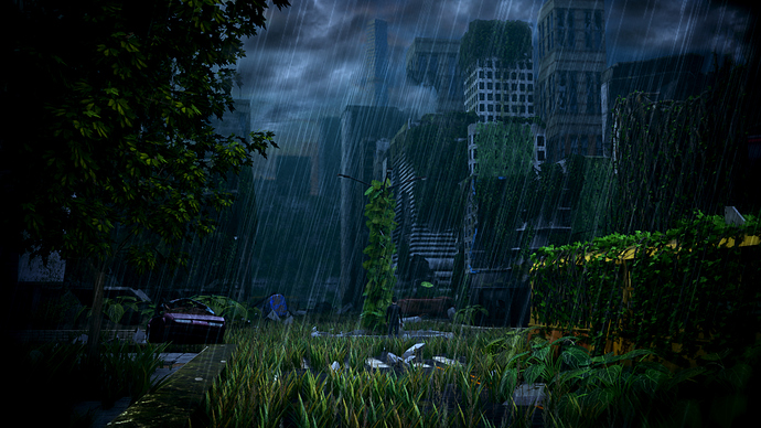 abandoent city_rainy night