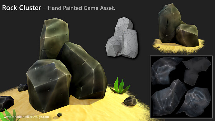 JMD Game Asset Hand Painted Rock Cluster