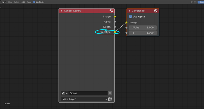 Shows the freestyle render pass in the compositor