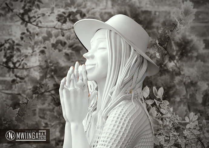 girl with hat greaded clay