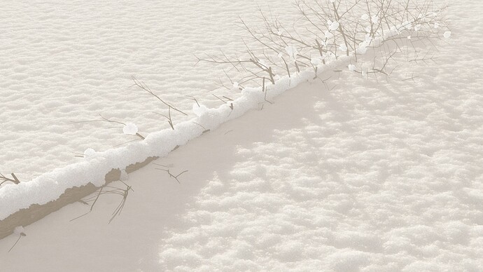 snow on fallen fir
