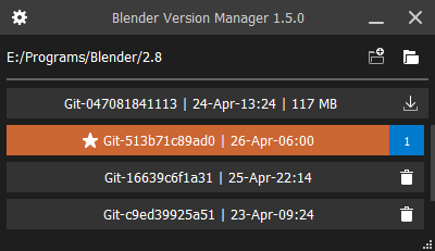 Blender Version Manager Main Window