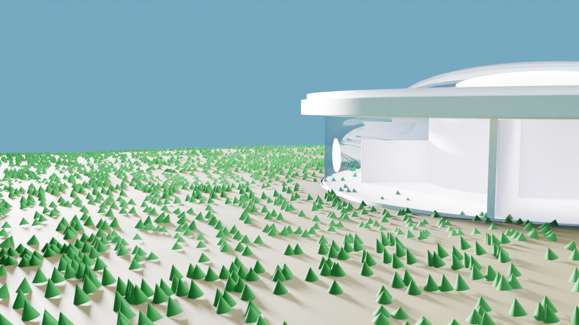 futuristic-architecture-cone-grass