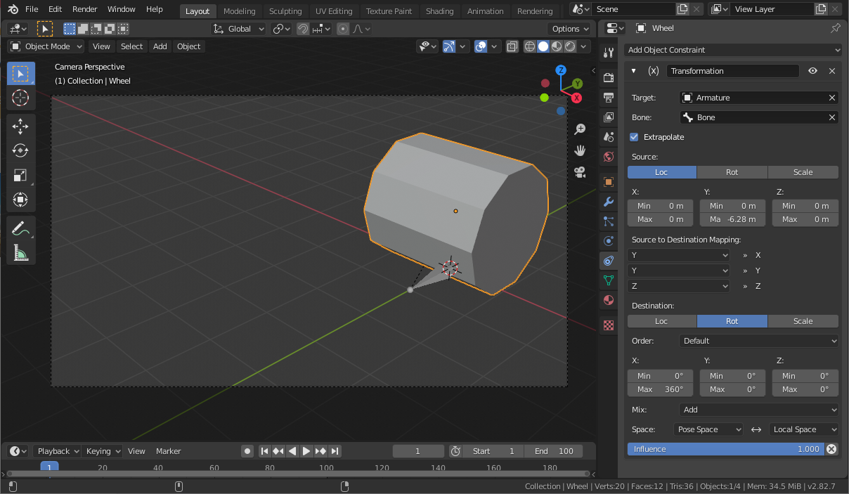 Rolling Wheel with Transformation Constraint? - Animation and Rigging -  Blender Artists Community